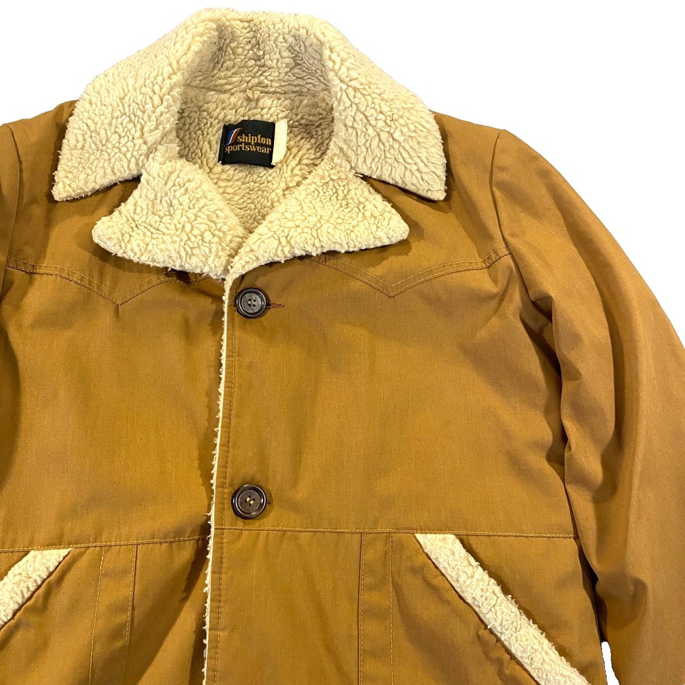 VTG Shipton Sportswear Mens L Tan Western Cowboy Jacket Coat Sherpa Lined Jacket